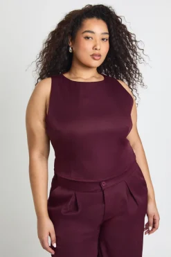 boohoo Haut Tissé Taille Plus à Col Nageur avec Taille Cintrée<Femme Tops