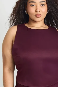 boohoo Haut Tissé Taille Plus à Col Nageur avec Taille Cintrée<Femme Tops