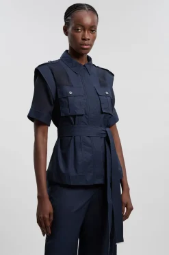 Haut Tissé Utilitaire En Organdi Avec Détail De Poche