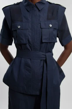 Haut Tissé Utilitaire En Organdi Avec Détail De Poche