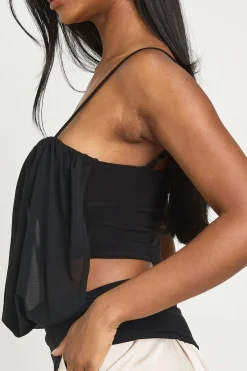 boohoo Haut Transparent À Bretelles Avec Ourlet Profond<Femme Tops