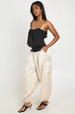 boohoo Haut Transparent À Bretelles Avec Ourlet Profond<Femme Tops