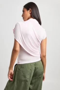 Haut Transparent En Maille Froncé Avec Drapé Frontal