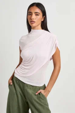 Haut Transparent En Maille Froncé Avec Drapé Frontal