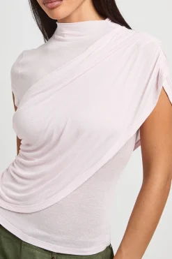 Haut Transparent En Maille Froncé Avec Drapé Frontal