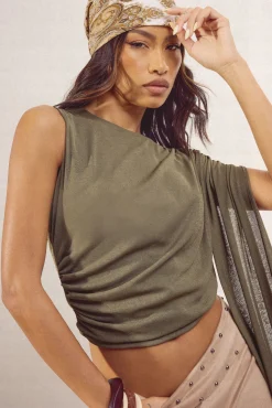 boohoo Haut Transparent Texturé Froncé Avec Détails Drapés<Femme Tops