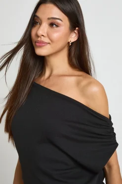 boohoo Haut Transparent Texturé Froncé À Ourlet Asymétrique Et Épaules Dénudées<Femme Tops