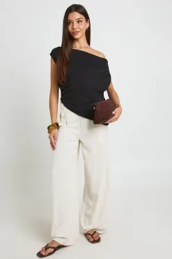 boohoo Haut Transparent Texturé Froncé À Ourlet Asymétrique Et Épaules Dénudées<Femme Tops