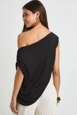 boohoo Haut Transparent Texturé Froncé À Ourlet Asymétrique Et Épaules Dénudées<Femme Tops