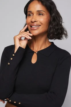 Haut Tricoté à Col avec Détail Trou de Serrure
