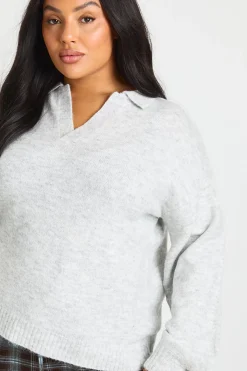 Haut tricoté à col et en V, taille plus