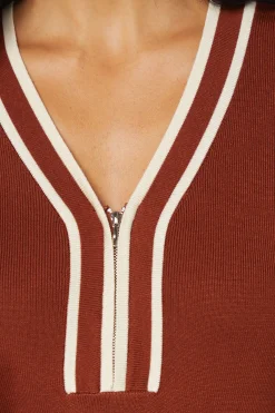 Wallis Haut Tricoté à Fermeture Éclair et Liserés Contrastants<Femme Pulls Et Gilets|Toutes Les Mailles
