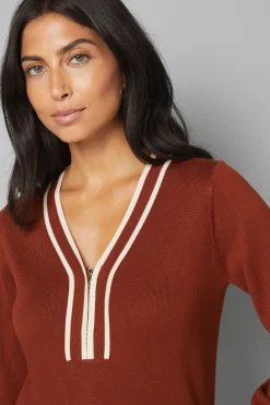 Wallis Haut Tricoté à Fermeture Éclair et Liserés Contrastants<Femme Pulls Et Gilets|Toutes Les Mailles