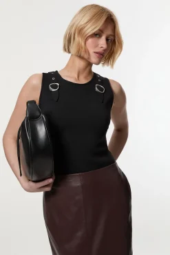 KarenMillen Haut tricoté à garniture de boucle<Femme Pulls Et Gilets|Toutes Les Mailles