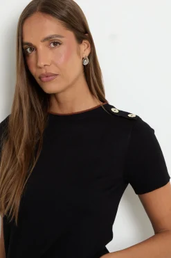 Wallis Haut Tricoté À Manches Courtes Avec Détail Boutonné<Femme Pulls Et Gilets|Toutes Les Mailles