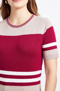 Haut Tricoté À Manches Courtes Avec Blocs De Couleur