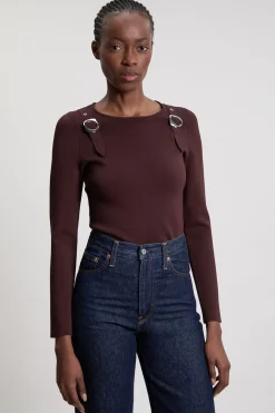 Haut Tricoté à Manches Longues avec Détails Boucles