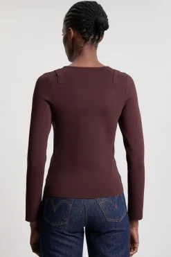 Haut Tricoté à Manches Longues avec Détails Boucles