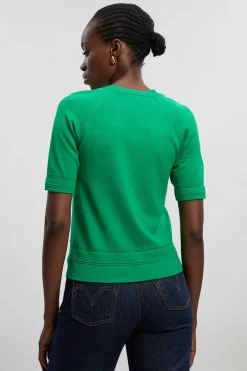 Haut Tricoté à Manches Longues et Col Carré en Mélange de Viscose