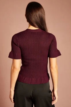 Haut Tricoté À Manches Évasées 3/4 Avec Détail De Boutons En Strass
