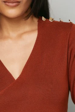 Haut Tricoté Peplum Petite à Détail Côtelé Asymétrique