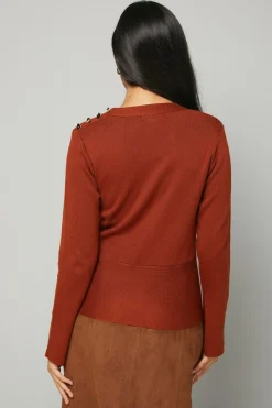 Haut Tricoté Peplum Petite à Détail Côtelé Asymétrique
