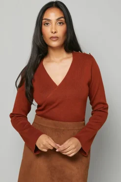 Haut Tricoté Peplum Petite à Détail Côtelé Asymétrique