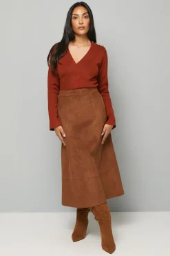Haut Tricoté Peplum Petite à Détail Côtelé Asymétrique
