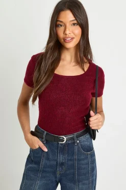 boohoo Haut tricoté texturé à col rond<Femme Pulls Et Gilets|Toutes Les Mailles