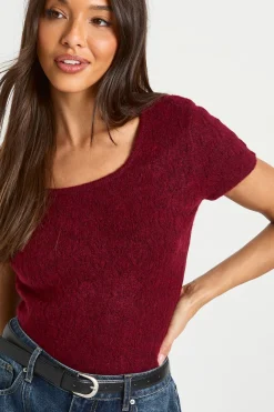 boohoo Haut tricoté texturé à col rond<Femme Pulls Et Gilets|Toutes Les Mailles