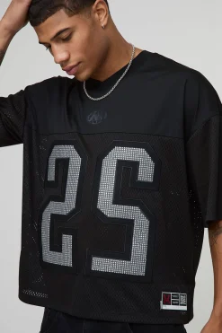 Haut universitaire Diamante oversize à coupe boxy en mesh