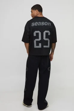 Haut universitaire Diamante oversize à coupe boxy en mesh