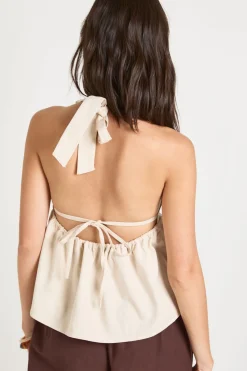 boohoo Haut Évasé Chambray À Encolure Dos-nu<Femme Tops