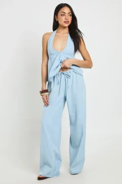 Haut Évasé En Chambray À Encolure Dos-nu