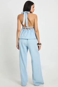 Haut Évasé En Chambray À Encolure Dos-nu