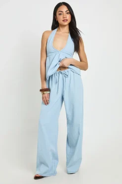 Haut Évasé En Chambray À Encolure Dos-nu