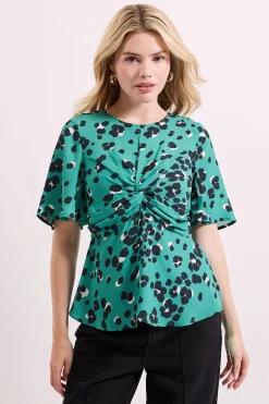 Dorothy Perkins Haut Vert à avec Détail Torsadé Devant et Manches Évasées<Femme Tops D’Automne|Tops