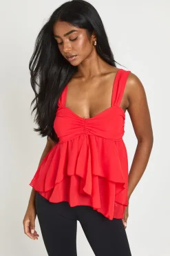 boohoo Haut À Volants Et Buste Froncé<Femme Tops
