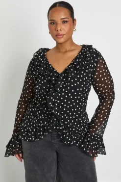 boohoo Haut à Volants Zèbre en Mousseline Grande Taille<Femme Pois|Tops