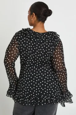 boohoo Haut à Volants Zèbre en Mousseline Grande Taille<Femme Pois|Tops