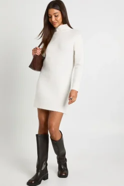 boohoo High Neck Super Soft Knitted Mini Dress<Femme Robes À Manches Longues|Robes
