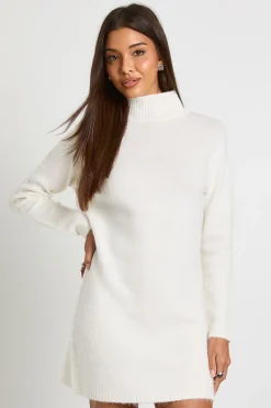 boohoo High Neck Super Soft Knitted Mini Dress<Femme Robes À Manches Longues|Robes