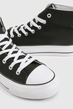 boohoo High Top Platform Lace Up Trainers< Satin Et Dentelle|Baskets
