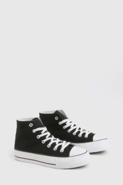 boohoo High Top Platform Lace Up Trainers< Satin Et Dentelle|Baskets