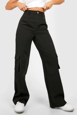 boohoo High Waisted Tailored Cargo Trousers<Femme Pantalons