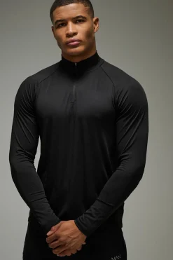Homme Actif Essentiels Légers de Gym – Raglan à coupe régulière – Fermeture éclair 1/4 Zip