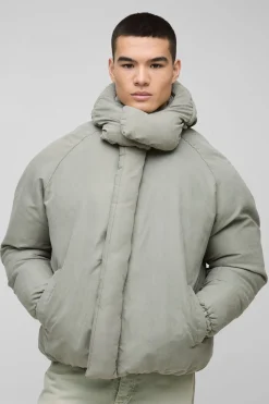 boohooMAN Homme – Manteau puffer à capuche ultra rembourré en pierre<Homme Manteaux Et Vestes