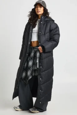 boohoo Hooded Quilt Detail Maxi Puffer<Femme Doudounes|Vestes & Manteaux