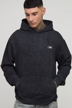 Hoodie acid wash grand et surdimensionné pour homme Daisy Ski Mask