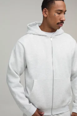 boohooMAN Hoodie basique à fermeture éclair<Homme Tout Afficher|Sweats À Capuche Grande Taille
